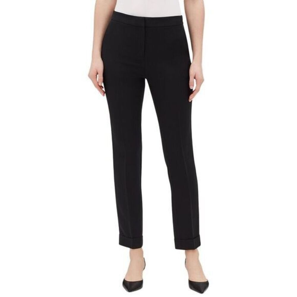 LAFAYETTE 148 Black Clinton Cuffed Ankle Pant Straight Leg 24W Career Minimalist